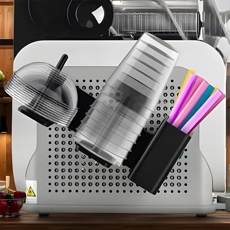 3-in-1 Cup Organizer, Paper Cup Holder Cup Dispenser, Side-Mounted Holder for Cups, Lids & Straws, Universal Storage Accessory Compatible with All Slushie Machine - Image 2
